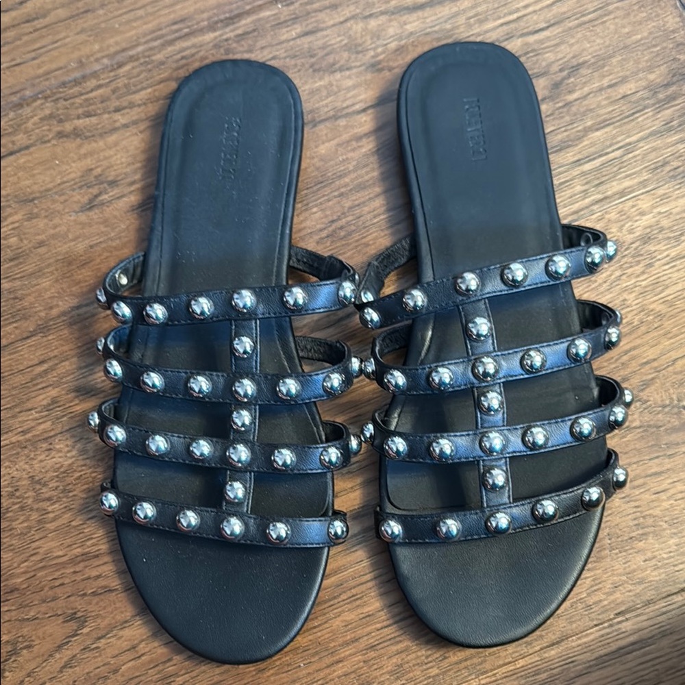 Forever 21 Black Studded Slide Sandals